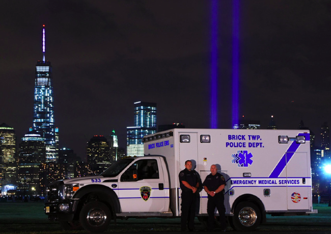 A Brick Police EMS ambulance in a Sept. 11 memorial ceremony. (Photo: Brick Twp. Police)