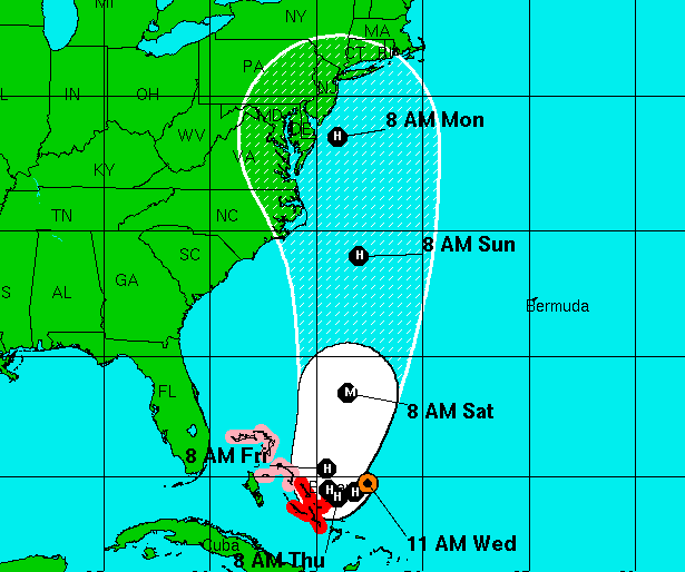 Hurricane Joaquin 11 a.m., Wednesday forecast. (Credit: NHC)