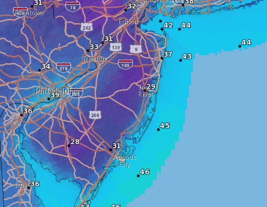 Overnight lows, Oct. 19, 2015. (Credit: NWS)