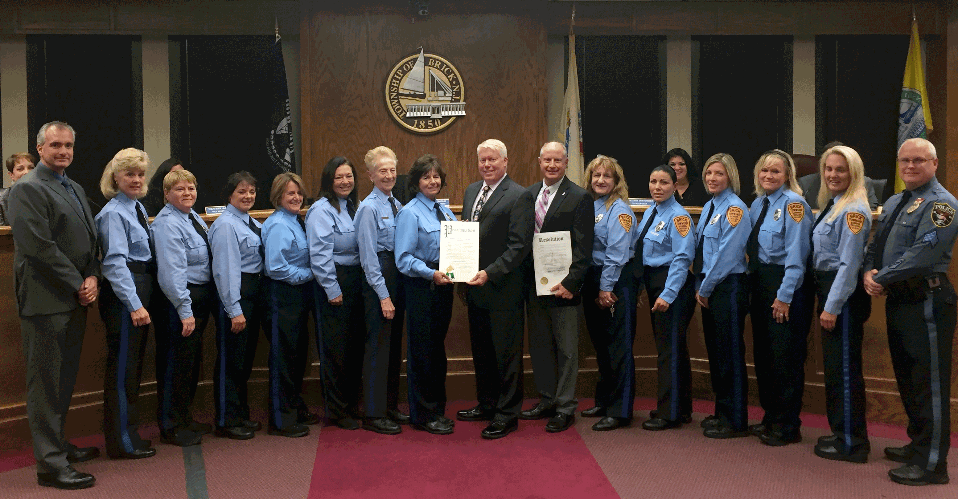 Brick's crossing guards are honored by township officials, Oct. 7, 2015. (Photo: Daniel Nee)