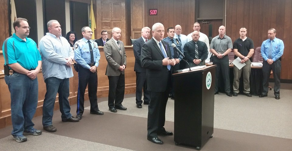 Chief Nils R. Bergquist receives a "Key to the Township" (Photo: Brick Township)