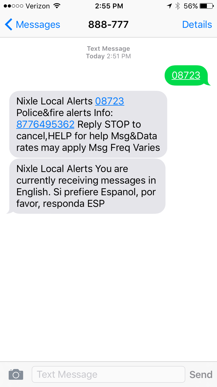 A screenshot of the Nixle signup in Brick.