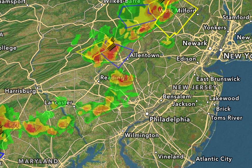Weather radar as of 2:45 p.m. Monday, July 18. (Credit: High-Def Radar)