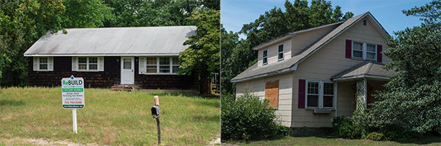 Properties on Herbertsville (left) and Drum Point roads in Brick. (Photos: Daniel Nee)