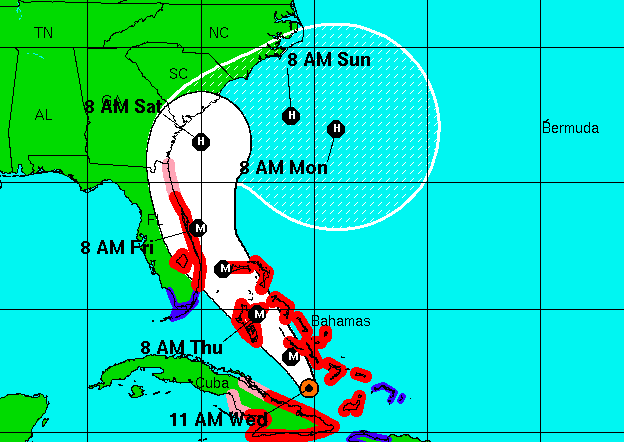 The forecast from the National Hurricane Center on Hurricane Matthew, Sept. 5, 2016. (Credit: NHC)