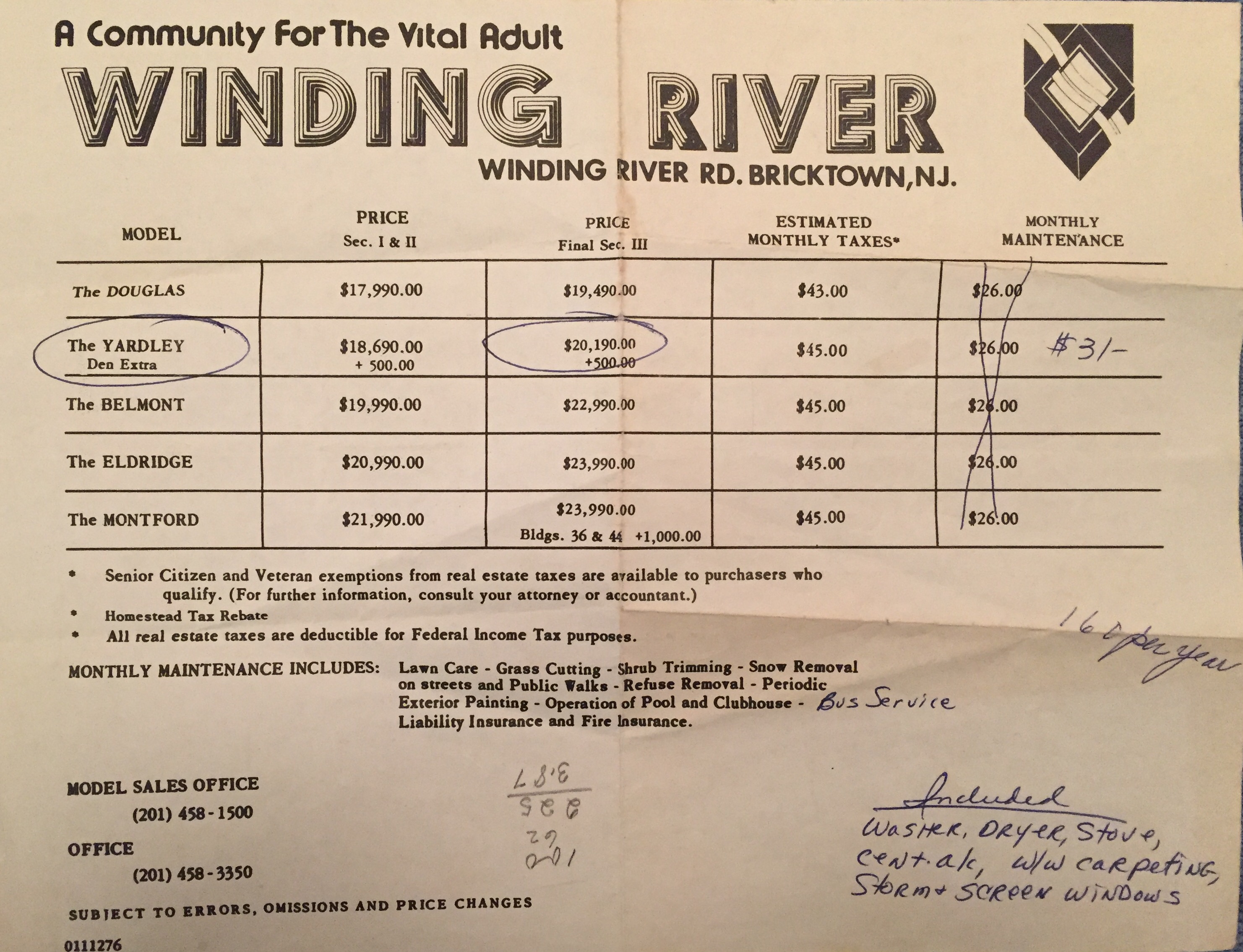 An advertisement from Winding Rivera Village, Brick, N.J., circa 1978. (Source Unknown)