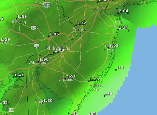 Rainfall totals expected Monday. (Credit: NWS)