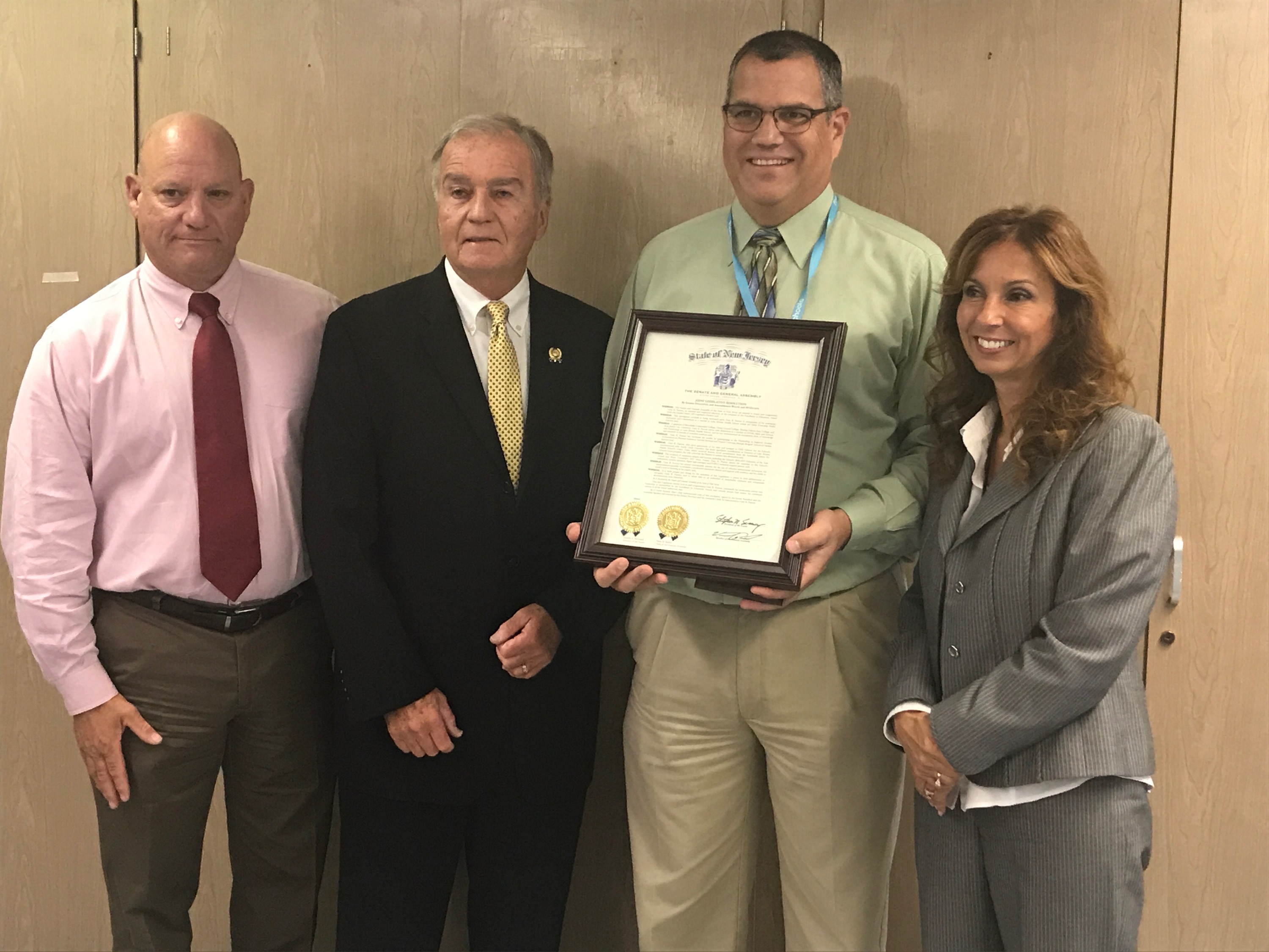 Brick School Superintendent Mr. Dennis Filippone, Assemblyman Dave Wolfe, Gary Paxton and Principal Alyce Anderson