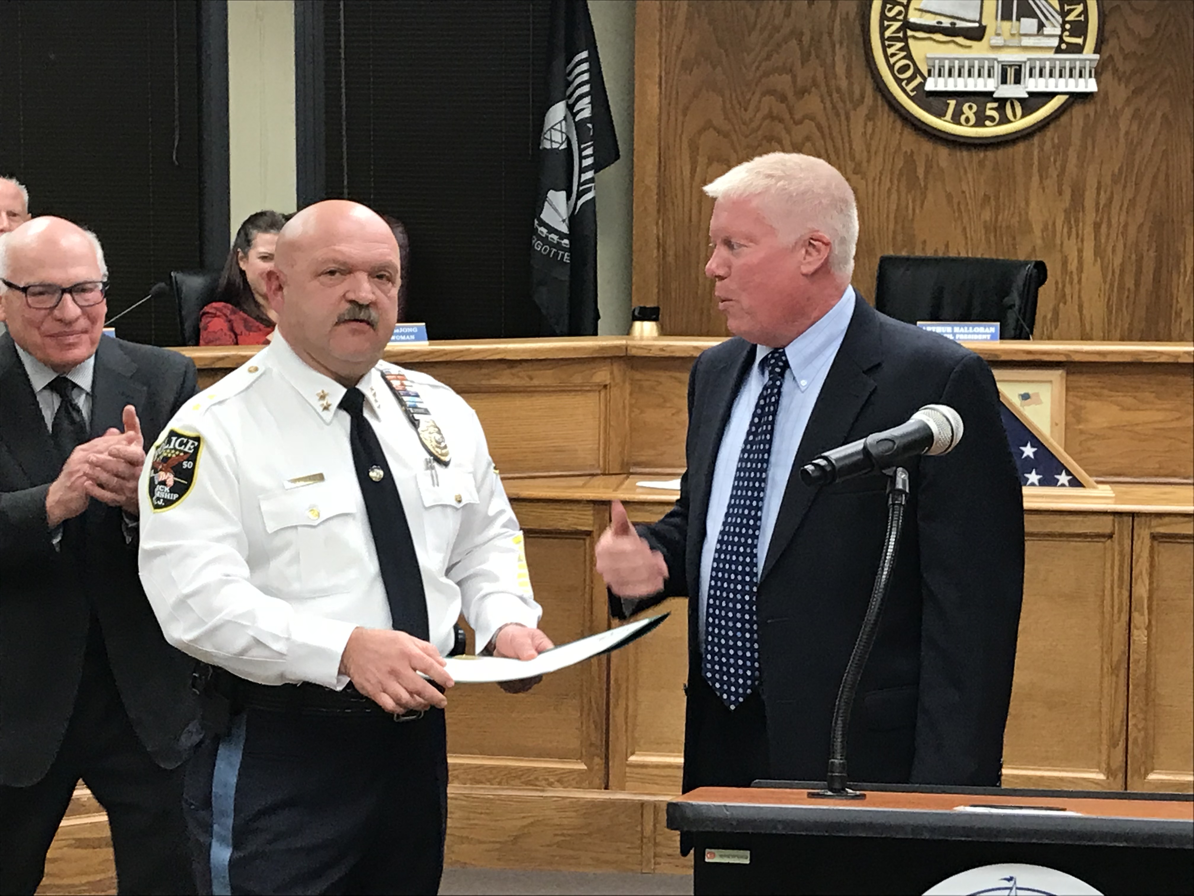 Police Chief James Riccio and Mayor John Ducey, Dec. 5, 2017. (Photo: Daniel Nee)