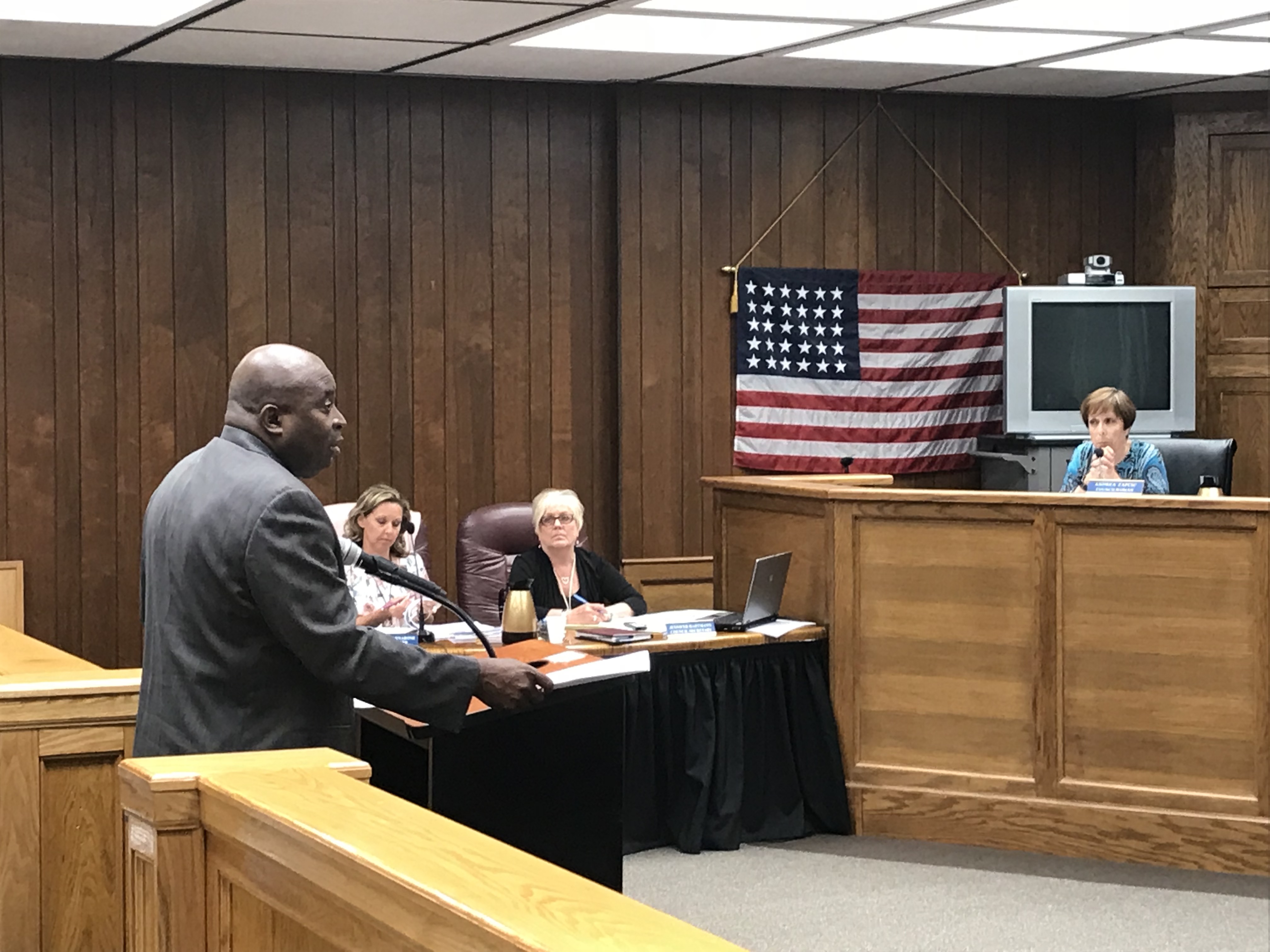Mike McNeil, of the NJ NAACP, speaks to Brick officials, June 12, 2018. (Photo: Daniel Nee)