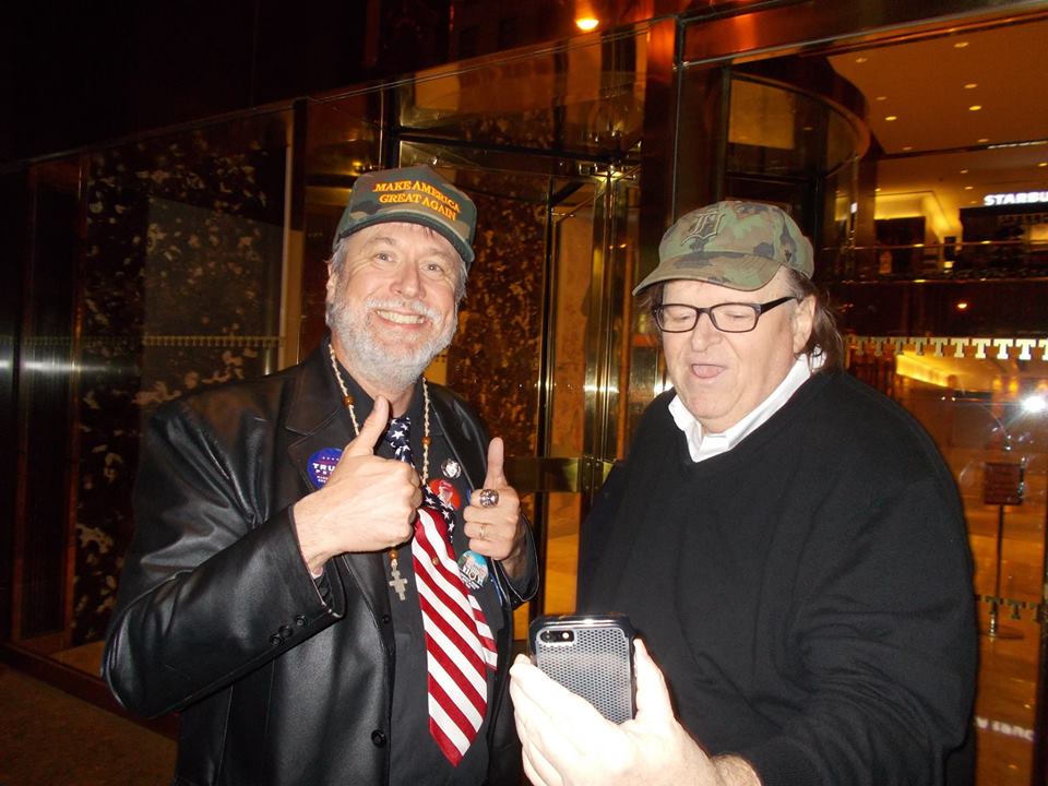 Edward X. Young being interviewed by filmmaker Michael Moore. (Credit: Edward X. Young/Facebook)
