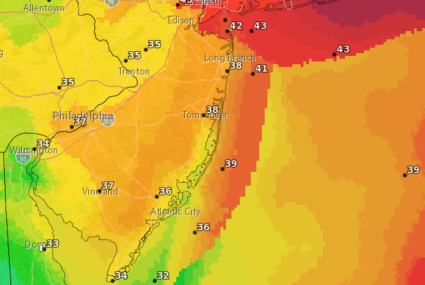 Wind gust forecast for Nov. 3, 2018 from the National Weather Service. (Credit: NWS)