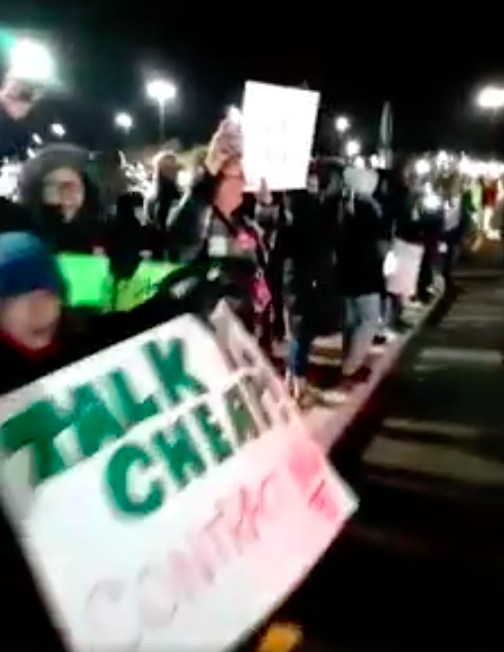 Teachers rally as mediations begin for a teachers' contract in Brick. (Screenshot: Facebook/Dan Staples)