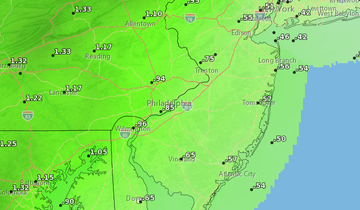 Rainfall expected by Christmas Eve night, 2020. (Credit: NWS)
