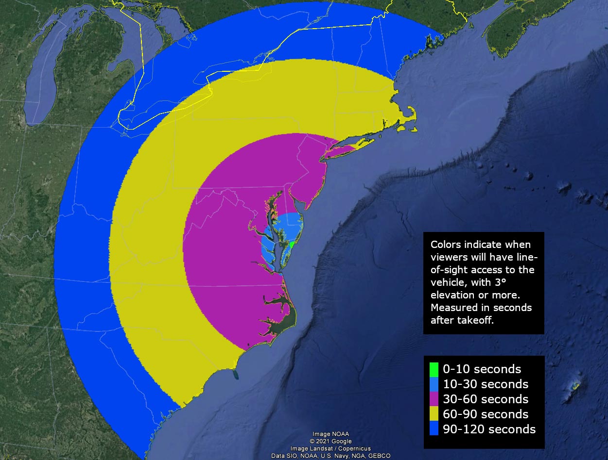 The launch timetable and zone for the Minotaur 1 rocket launch. (Credit: NASA)