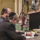 David Pollack (foreground) answers questions posed by attorney Adam Pfeffer. (Photo: Daniel Nee)