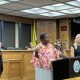 A grant recipient addresses the Brick Township council, July 2022. (Photo: Daniel Nee)