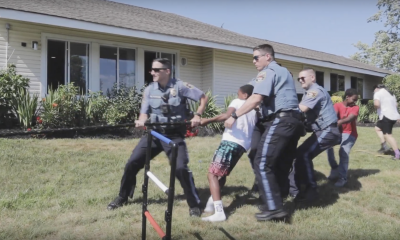 Brick Township police officers and local youth from Maple Leaf Park participate in the TEAM program. (Photo: Brick Twp. Police)