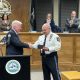Outgoing Brick Township Police Chief James Riccio is awarded the Key to the City, Jan. 24, 2023. (Photo: Daniel Nee)