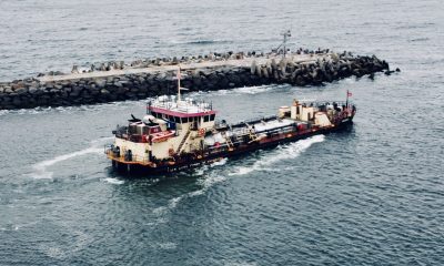 The USACE dredge boat Murden clears a channel through Manasquan Inlet, Feb. 6, 2023. (Photo: Daniel Nee)