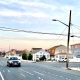 A utility pole leaning along Route 35 in Ocean County, Nov. 2023. (Photo: Shorebeat)