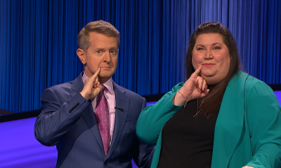 Denise Carlon and Jeopardy host Ken Jennings. (Photo: Jeopardy/Sony)