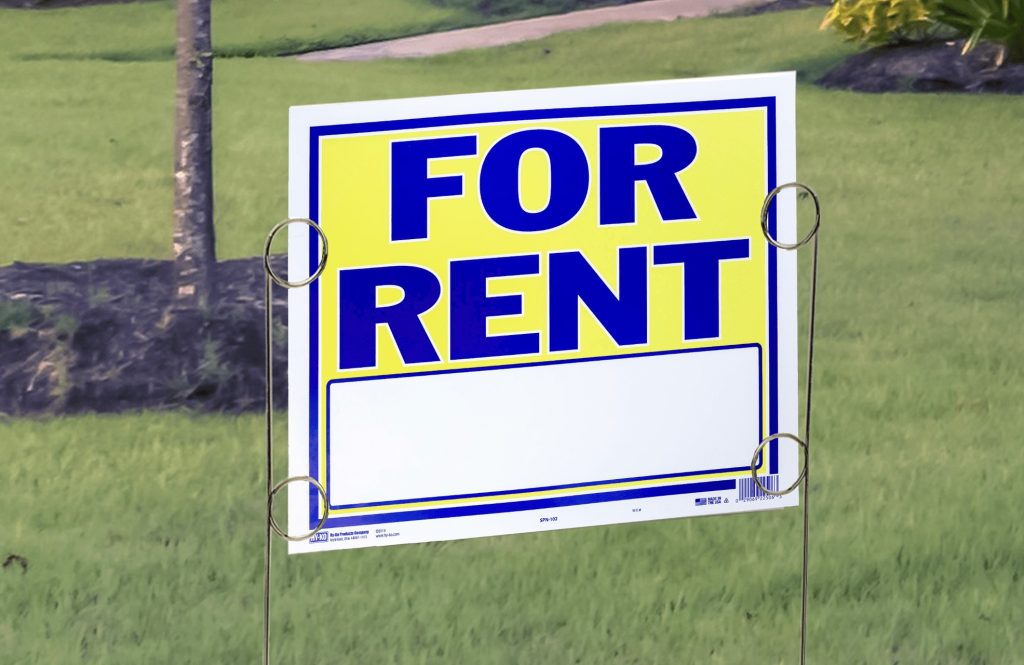 A 'for rent' sign. (Credit: Walmart)