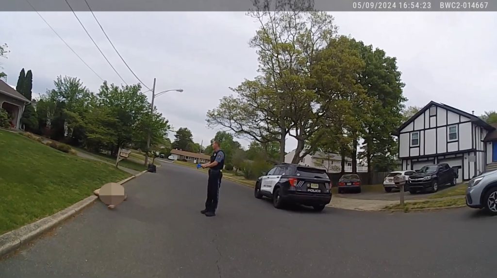 Brick police officers respond to a report of a man naked in the street, May 4, 2024. (Credit: NJ Attorney General)