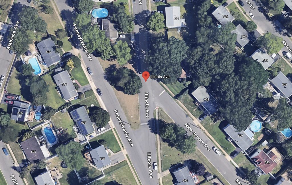A home proposed where lilinois Avenue, New Jersey Avenue and Pennsylvania Avenue meet in Brick, NJ. (Credit: Planning Document/Google Maps)