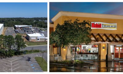 The Brick sports complex at the Foodtown property on Route 70, Sept. 2025 (left) and a Habit Burger location. (Photo: Shorebeat/ Yum Brands)
