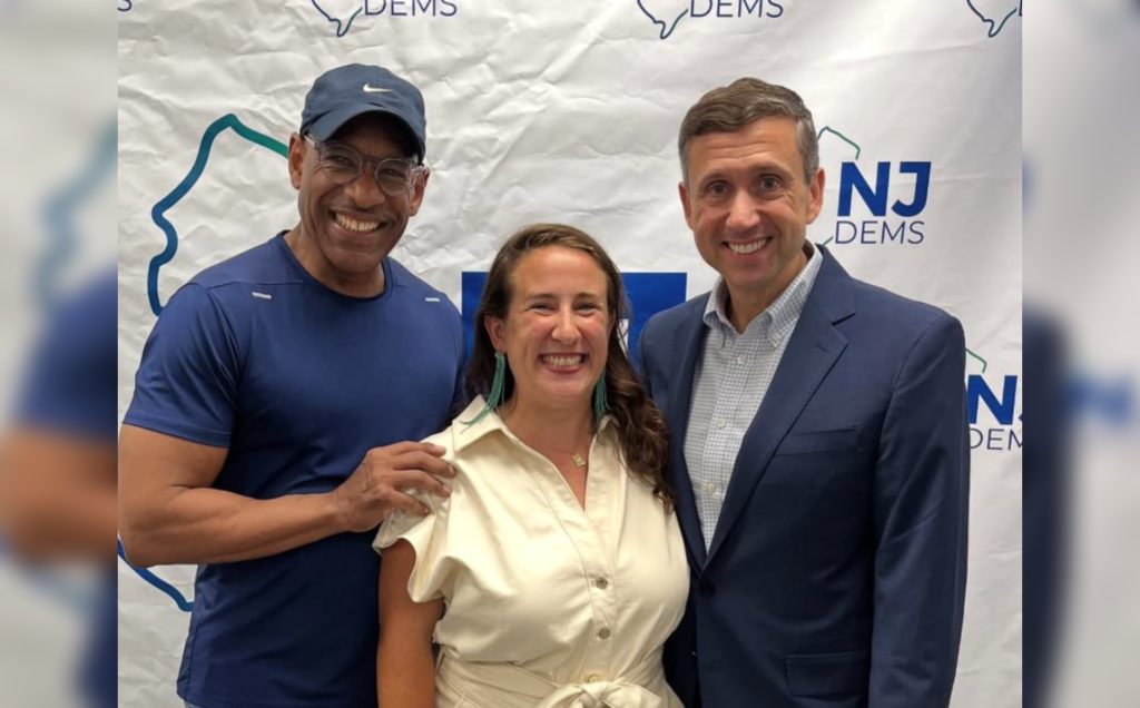 Rachel Peace (center) New Jersey Democratic State Chair LeRoy Jones (left) and Democratic National Committee Chair Ken Martin. (Campaign Photo)