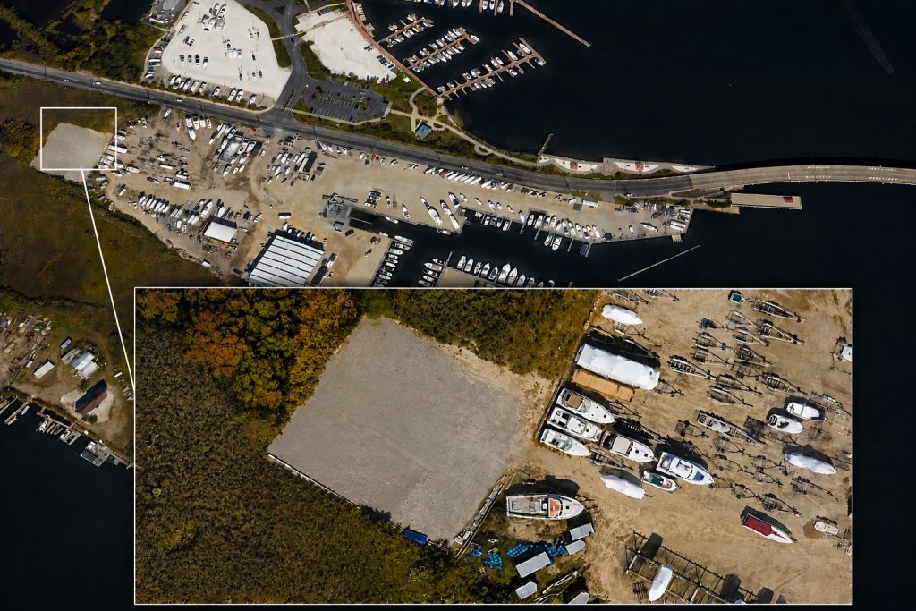 A helipad at a marina in Brick Township, N.J. off Mantoloking Road. (Google Earth)