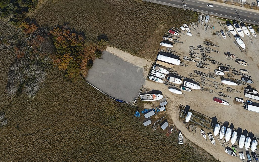 A helipad at a marina in Brick Township, N.J. off Mantoloking Road. (Google Earth)