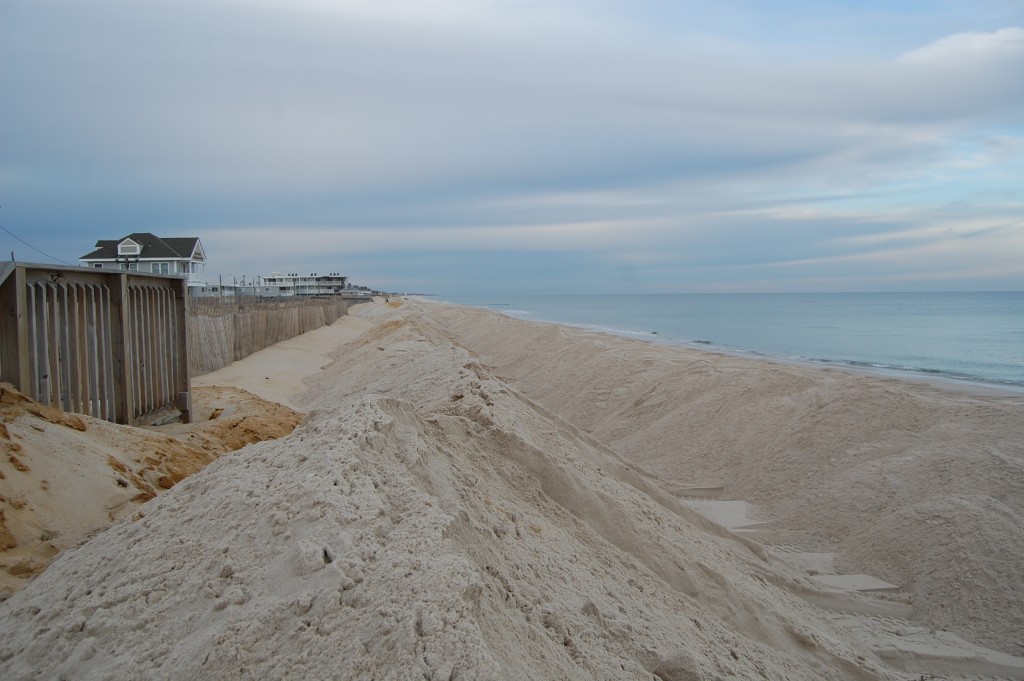 Berms built on the Ortley Beach oceanfront ahead of an upcoming nor'easter. (Photo: Daniel Nee)