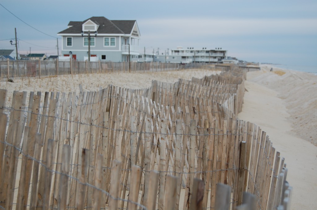 Berms built on the Ortley Beach oceanfront ahead of an upcoming nor'easter. (Photo: Daniel Nee)