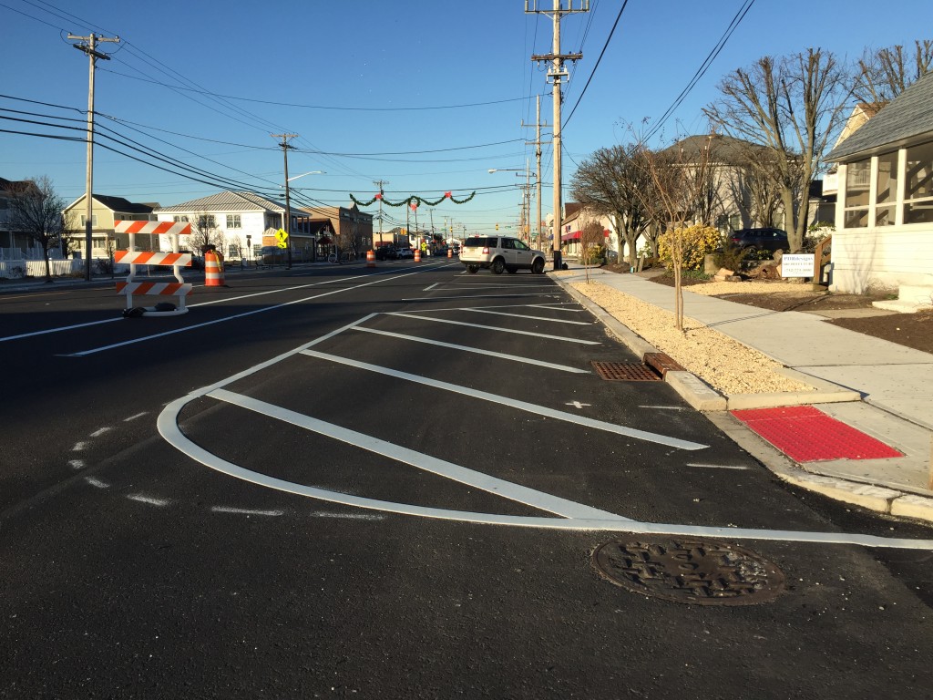A 'no parking' zone where spaces were once marked in downtown Lavallette. (Photo: Daniel Nee)