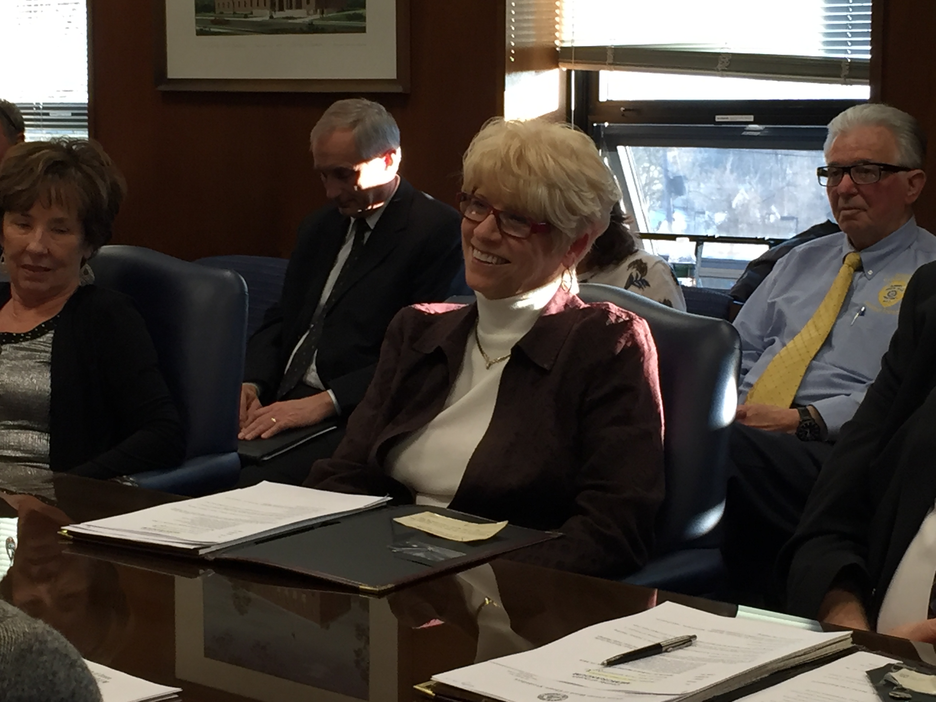 Virginia "Ginny" Haines (center) at her first freeholder meeting, Jan. 27, 2016. (Photo: Daniel Nee)