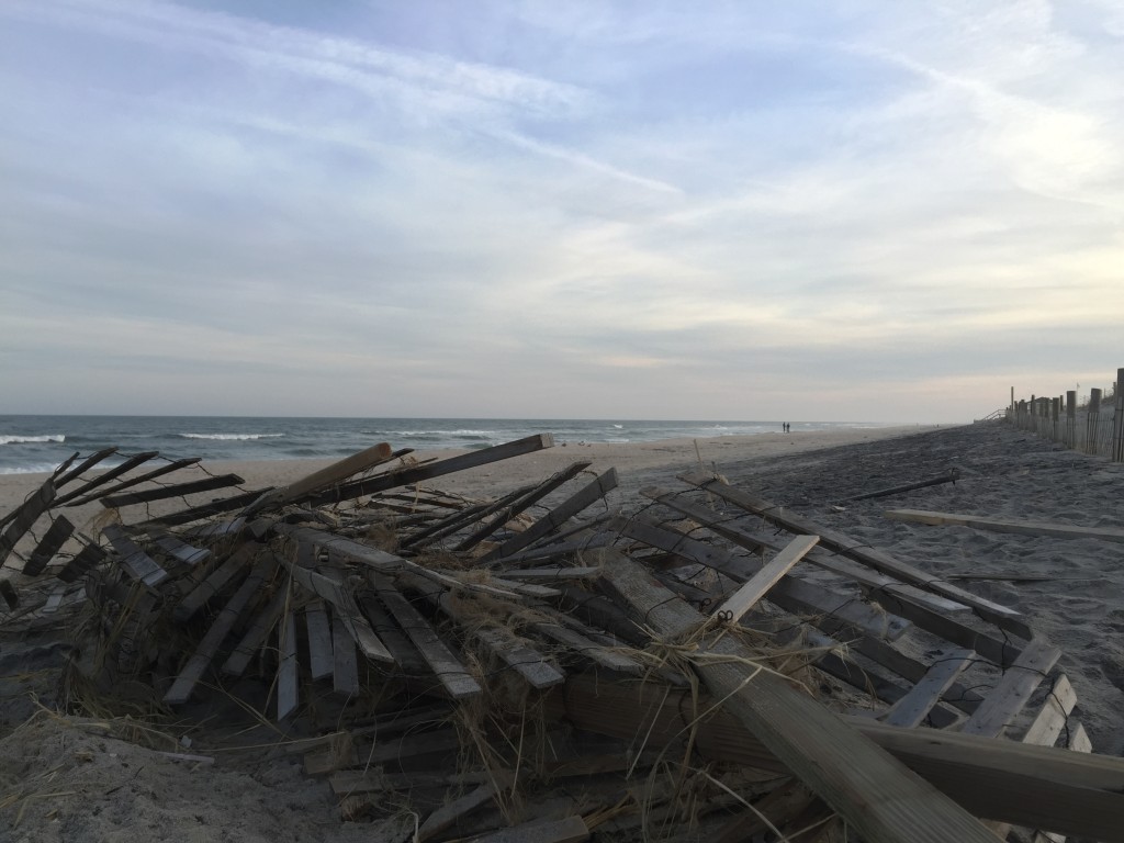 Debris and erosion at the site of the former Funtown Pier in Seaside Park and Seaside Heights. (Photo: Daniel Nee)