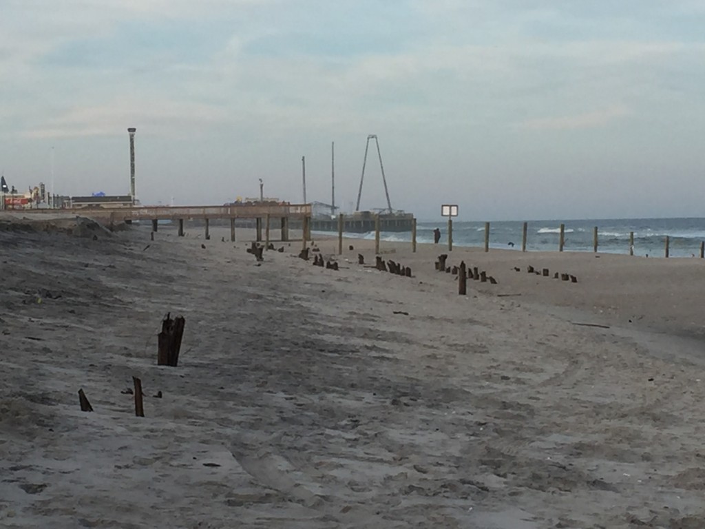 Debris and erosion at the site of the former Funtown Pier in Seaside Park and Seaside Heights. (Photo: Daniel Nee)