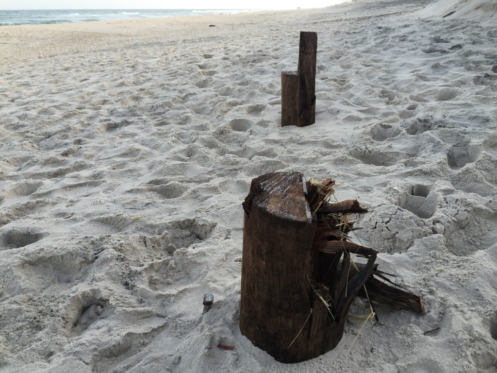 Debris and erosion at the site of the former Funtown Pier in Seaside Park and Seaside Heights. (Photo: Daniel Nee)