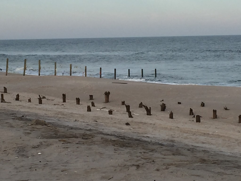 Debris and erosion at the site of the former Funtown Pier in Seaside Park and Seaside Heights. (Photo: Daniel Nee)