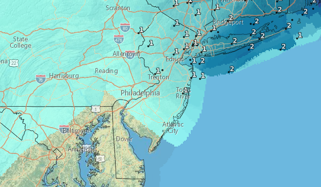 Snowfall accumulation through Sunday night. (Credit: NWS)