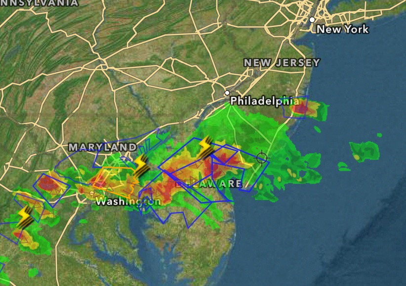 Thunderstorms on a weather radar the afternoon of June 21, 2016. (Credit: Hi-Def Radar)