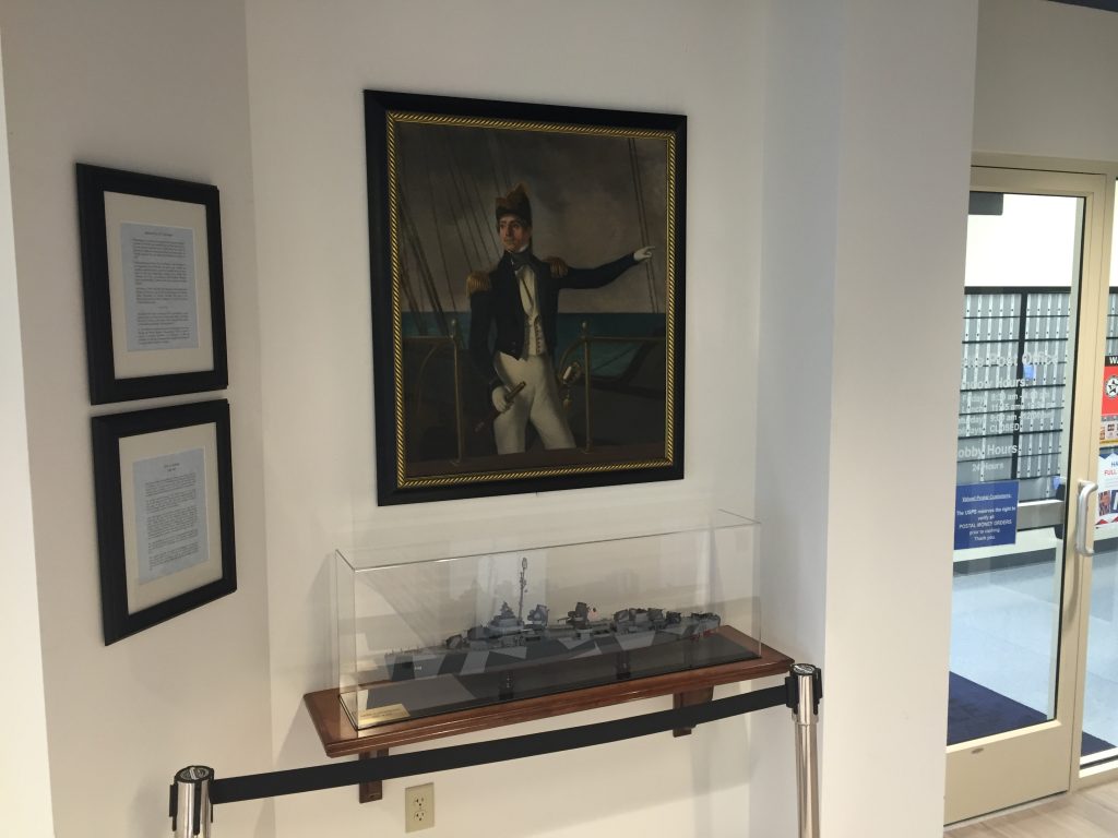 An exhibit dedicated to U. S. Navy Admiral Elie A. F. LaVallette in the Lavallette municipal building. (Photo: Daniel Nee)