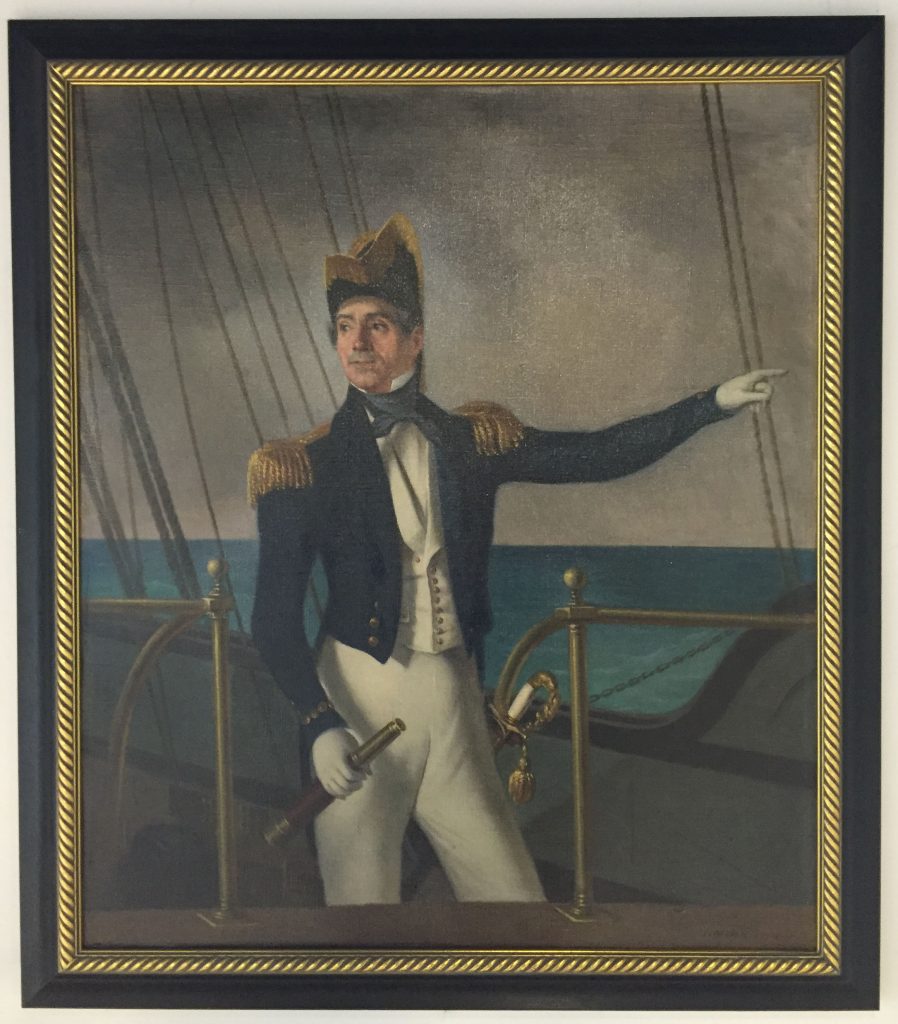 A portrait of U. S. Navy Admiral Elie A. F. LaVallette in the Lavallette municipal building. (Photo: Daniel Nee)