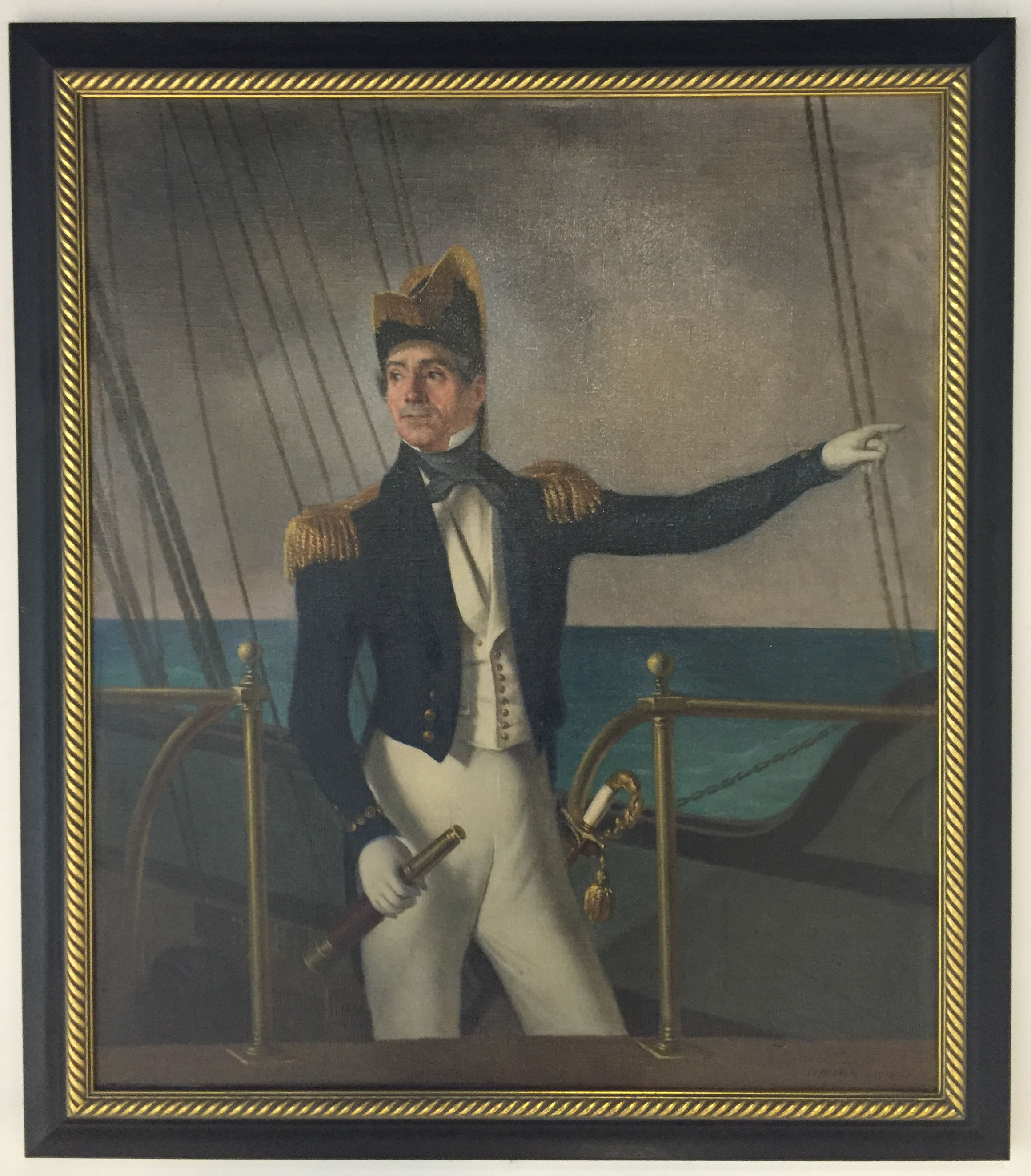 A portrait of U. S. Navy Admiral Elie A. F. LaVallette in the Lavallette municipal building. (Photo: Daniel Nee)