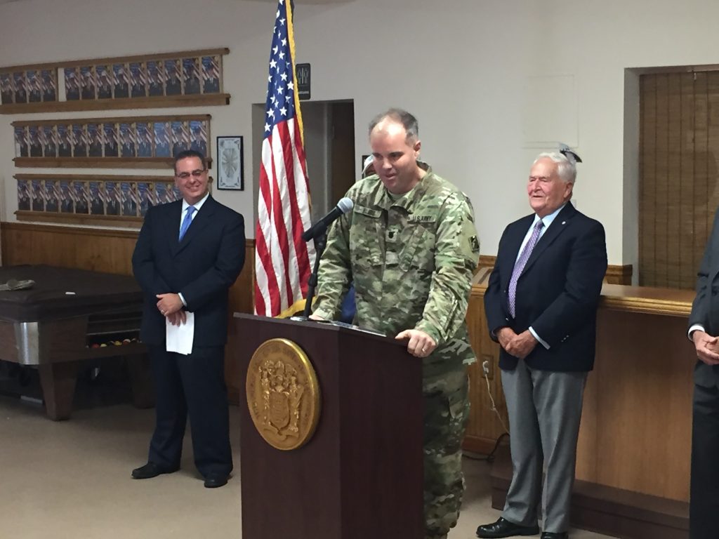 Lt. Colonel Michael Bliss announces the northern barrier island beach replenishment project. (Photo: Daniel Nee)
