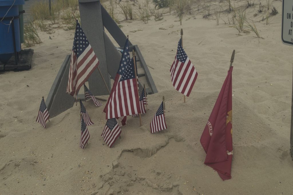 American flags fly at D Street in Seaside Park, where a terrorist bombing occurred. (Photo: Daniel Nee)