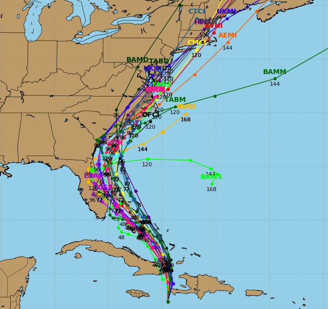 Oct. 4, 2016 Hurricane Matthew forecast models. (Credit: TropicalTidbits.com)