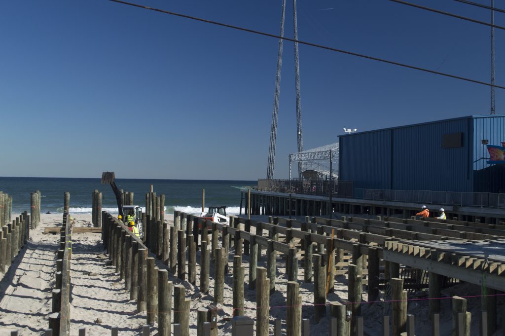 Construction on the expansion of Casino Pier, mid-October, 2016. (Photo: Daniel Nee)